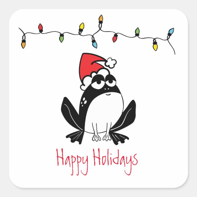 Whimsical Christmas Frog Square Sticker (Front)