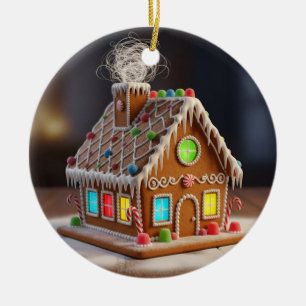 Whimsical Christmas Gingerbread House Festive Ho Ceramic Tree Decoration