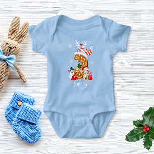Whimsical Christmas Gingerbread Letter J Boy Baby Bodysuit