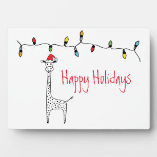 Whimsical Christmas Giraffe Plaque