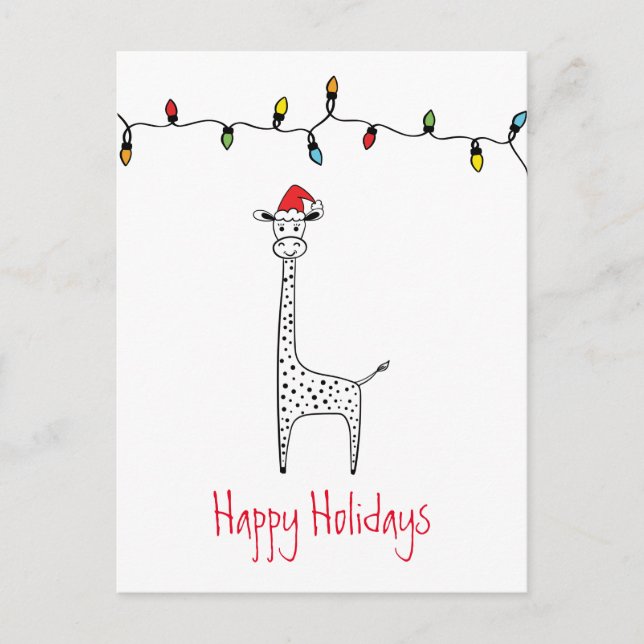 Whimsical Christmas Giraffe Postcard (Front)