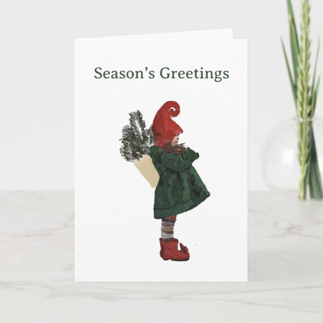 Whimsical Christmas Gnome Card – Festive Greeting (Front)