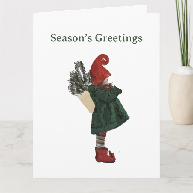 Whimsical Christmas Gnome Card – Festive Greeting (Front)
