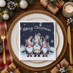 Whimsical Christmas Gnome Family Party Napkin