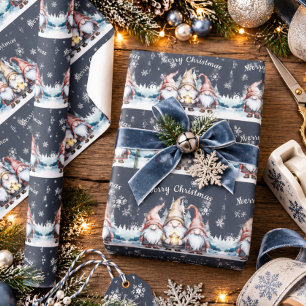Whimsical Christmas Gnome Family Wrapping Paper
