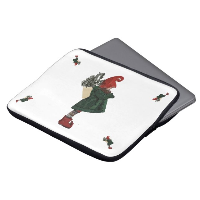 Whimsical Christmas Gnome Laptop Sleeve 13" |  (Front Top)