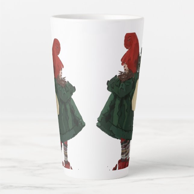 Whimsical Christmas Gnome Latte Mug  (Front)