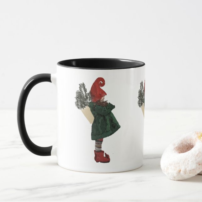 Whimsical Christmas Gnome Mug – Coffee & Tea Cup (With Donut)
