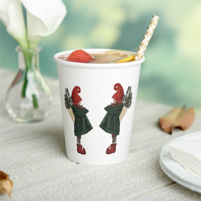 Whimsical Christmas Gnome Paper Cups (Insitu)