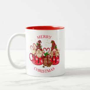 Whimsical Christmas Gnomes Hot Chocolate Cookies Two-Tone Coffee Mug