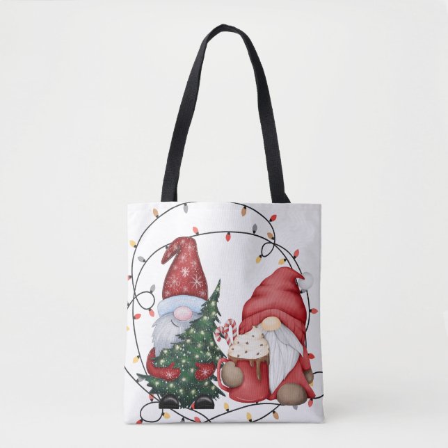 Whimsical Christmas Gnomes Scandinavian Holiday  Tote Bag (Front)