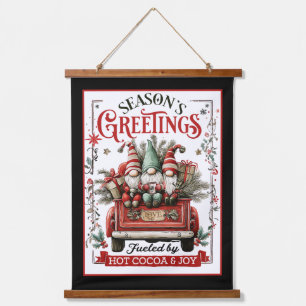 Whimsical Christmas Gnomes with Cocoa & Joy  Hanging Tapestry