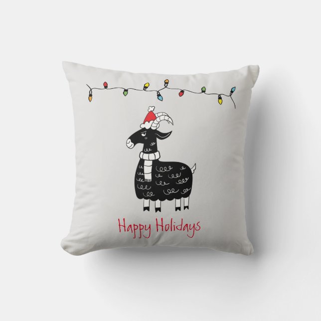 Whimsical Christmas Goat Cushion (Front)