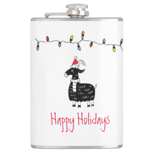 Whimsical Christmas Goat Hip Flask