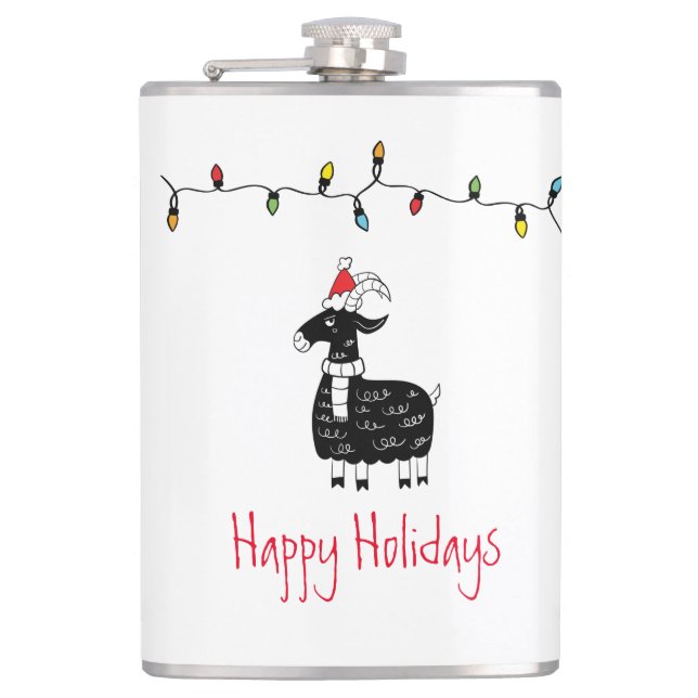 Whimsical Christmas Goat Hip Flask (Front)