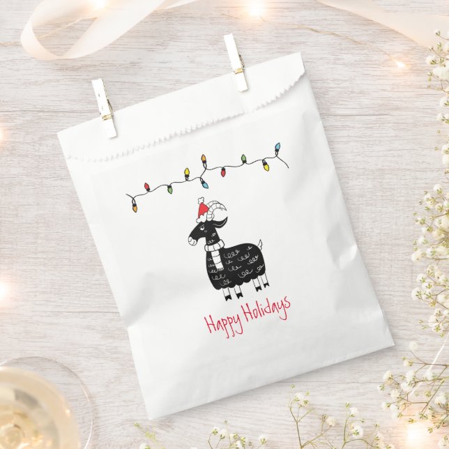 Whimsical Christmas Goat Holiday Favour Bag (Clipped)