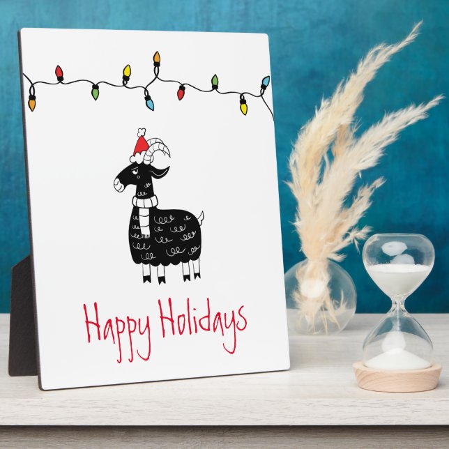 Whimsical Christmas Goat Plaque (Side)