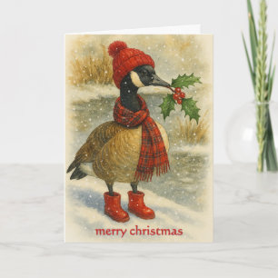 Whimsical Christmas Goose Holiday Card
