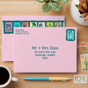 Whimsical Christmas Grid Cute Custom Colorful Envelope