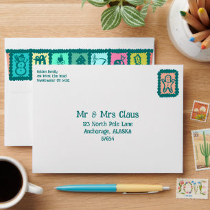 Whimsical Christmas Grid Cute Custom Colorful Envelope