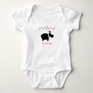 Whimsical Christmas Hippo Customisable Baby Bodysuit