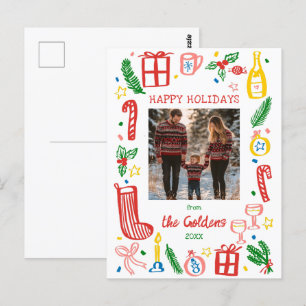 Whimsical Christmas Holiday Cute Custom PHOTO  Postcard