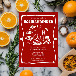 Whimsical Christmas Holiday Dinner Party CUSTOM Invitation