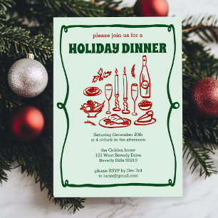 Whimsical Christmas Holiday Dinner Party CUSTOM Invitation
