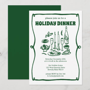 Whimsical Christmas Holiday Dinner Party CUSTOM  Invitation