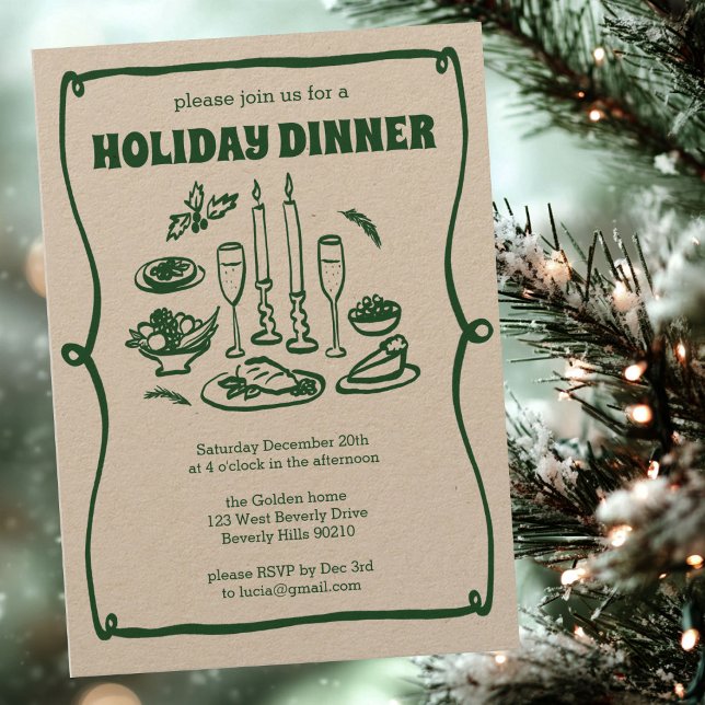 Whimsical Christmas Holiday Dinner Party Kraft Invitation (Whimsical Christmas Holiday Dinner Party Kraft Invitation
)