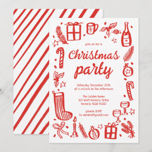 Whimsical Christmas Holiday Party Cute Custom Invitation