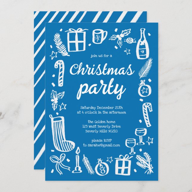 Whimsical Christmas Holiday Party Cute Custom Invitation (Front/Back)