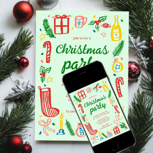 Whimsical Christmas Holiday Party Cute Custom Invitation