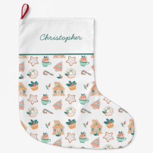 Whimsical Christmas Holiday Party Large Christmas Stocking