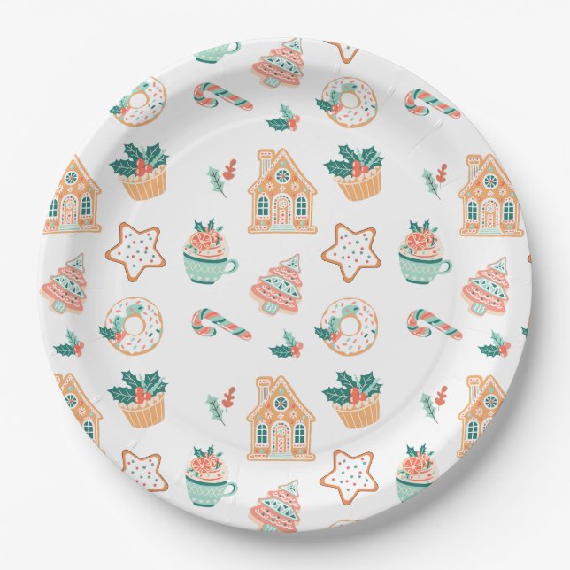 Whimsical Christmas Holiday Party Paper Plate (Front)