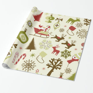 Whimsical Christmas Icons Gift Wrap