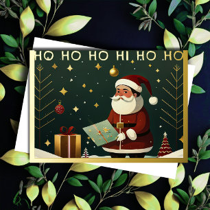 Whimsical Christmas Illustration Foil Holiday Card