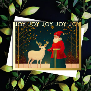 Whimsical Christmas Illustration Foil Holiday Card