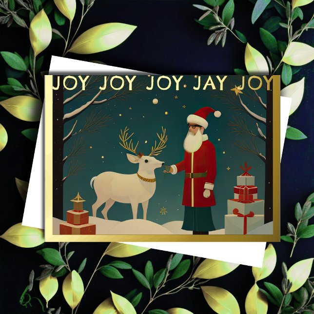 Whimsical Christmas Illustration Foil Holiday Card (Creator Uploaded)