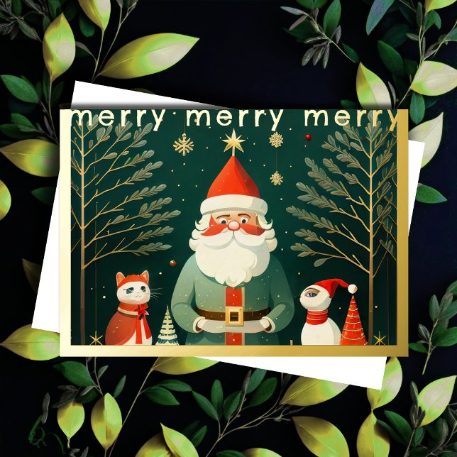 Whimsical Christmas Illustration Foil Holiday Card (Creator Uploaded)