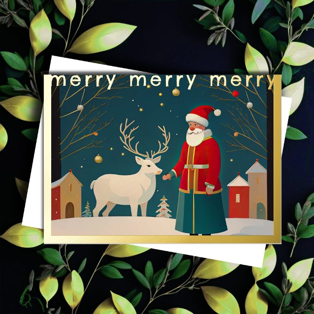 Whimsical Christmas Illustration Foil Holiday Card (Creator Uploaded)