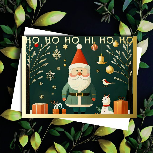 Whimsical Christmas Illustration Foil Holiday Card (Creator Uploaded)