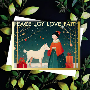 Whimsical Christmas Illustration Foil Holiday Card