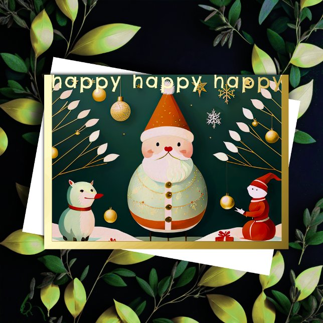 Whimsical Christmas Illustration Foil Holiday Card (Creator Uploaded)