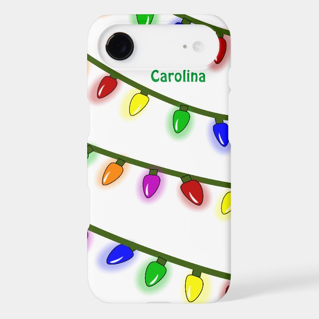 Whimsical Christmas Lights Custom Name iphone Case (Back)