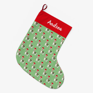 Whimsical Christmas Llamas Custom Large Christmas Stocking