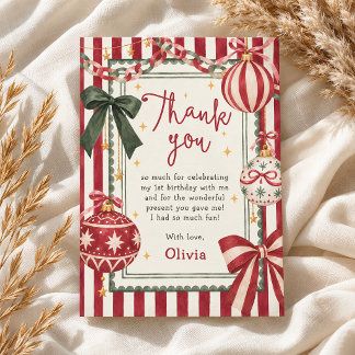 Whimsical Christmas Merry Birthday Party Thank You Card