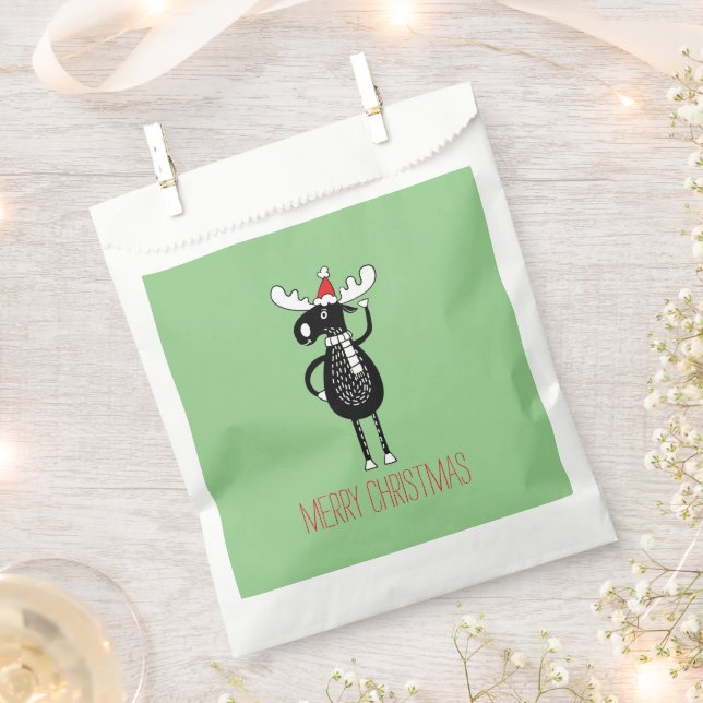 Whimsical Christmas Moose  Favour Bags (Clipped)