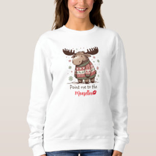 Whimsical Christmas Moose  Sweatshirt