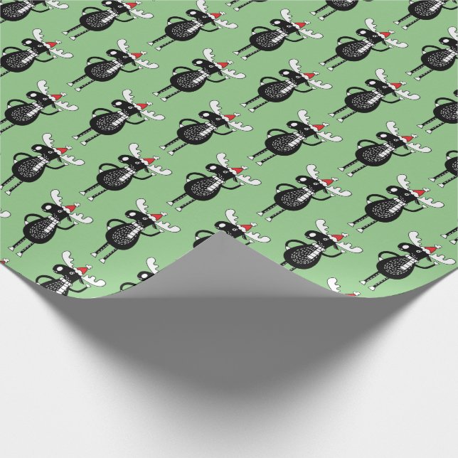 Whimsical Christmas Moose   Wrapping Paper (Corner)